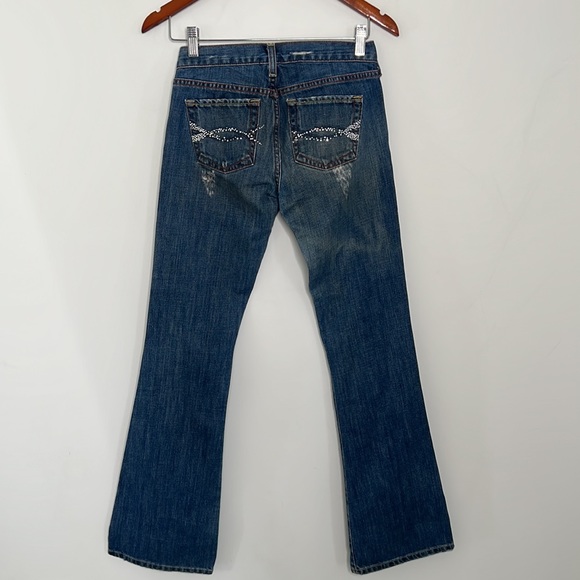 Vintage Abercrombie & Fitch Destroyed Flare Jeans Size 00 Low Rise - Picture 5 of 5